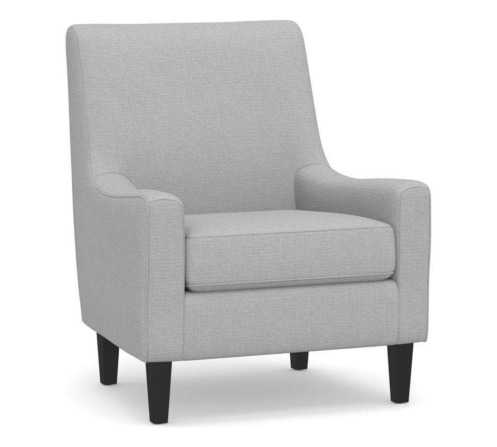 SoMa Isaac Upholstered Armchair, Polyester Wrapped Cushions, Brushed Crossweave Light Gray - Image 0