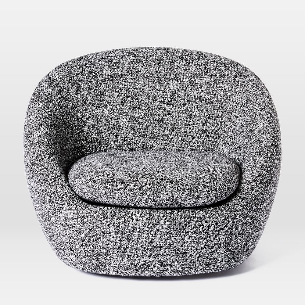 Cozy Swivel Chair, Chunky Melange, Black & White, Individual - Image 3