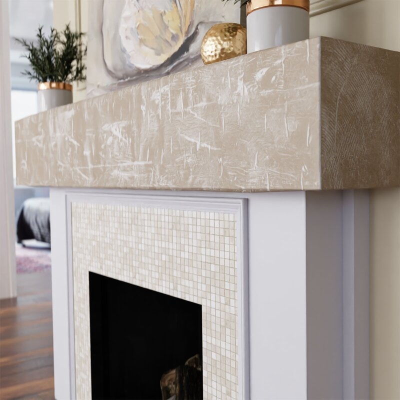 Hand Hewn Faux Wood Texture Fireplace Shelf Mantel - Image 2