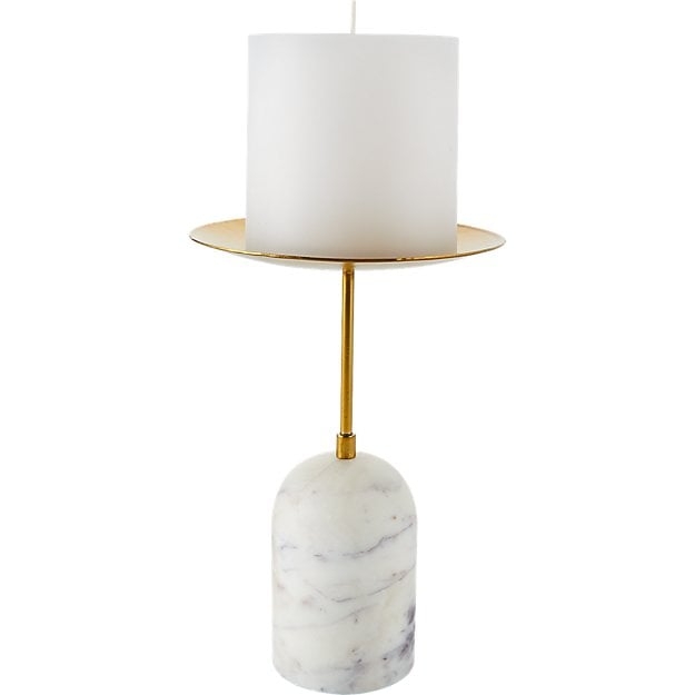 Numa Marble & Brass Pillar Candle Stand, Small - Image 0