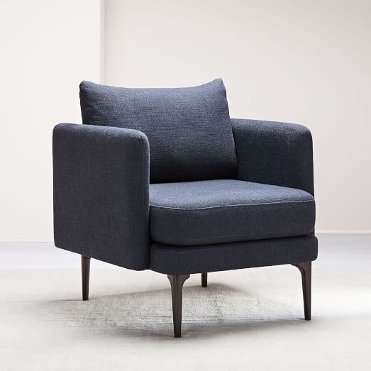 Auburn Chair, Distressed Velvet,Twill, Black Indigo - Image 0