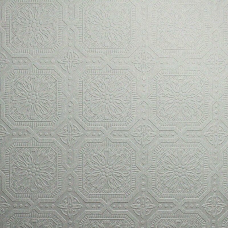 Paintable 33' x 20.5" Damask 3D Embossed Wallpaper Roll - Image 0