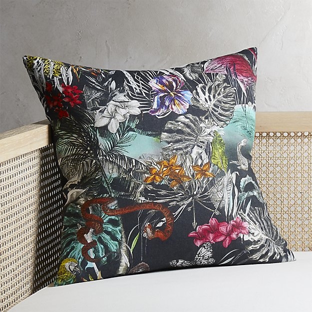20" midnight jungle tropical pillow with down-alternative insert - Image 1