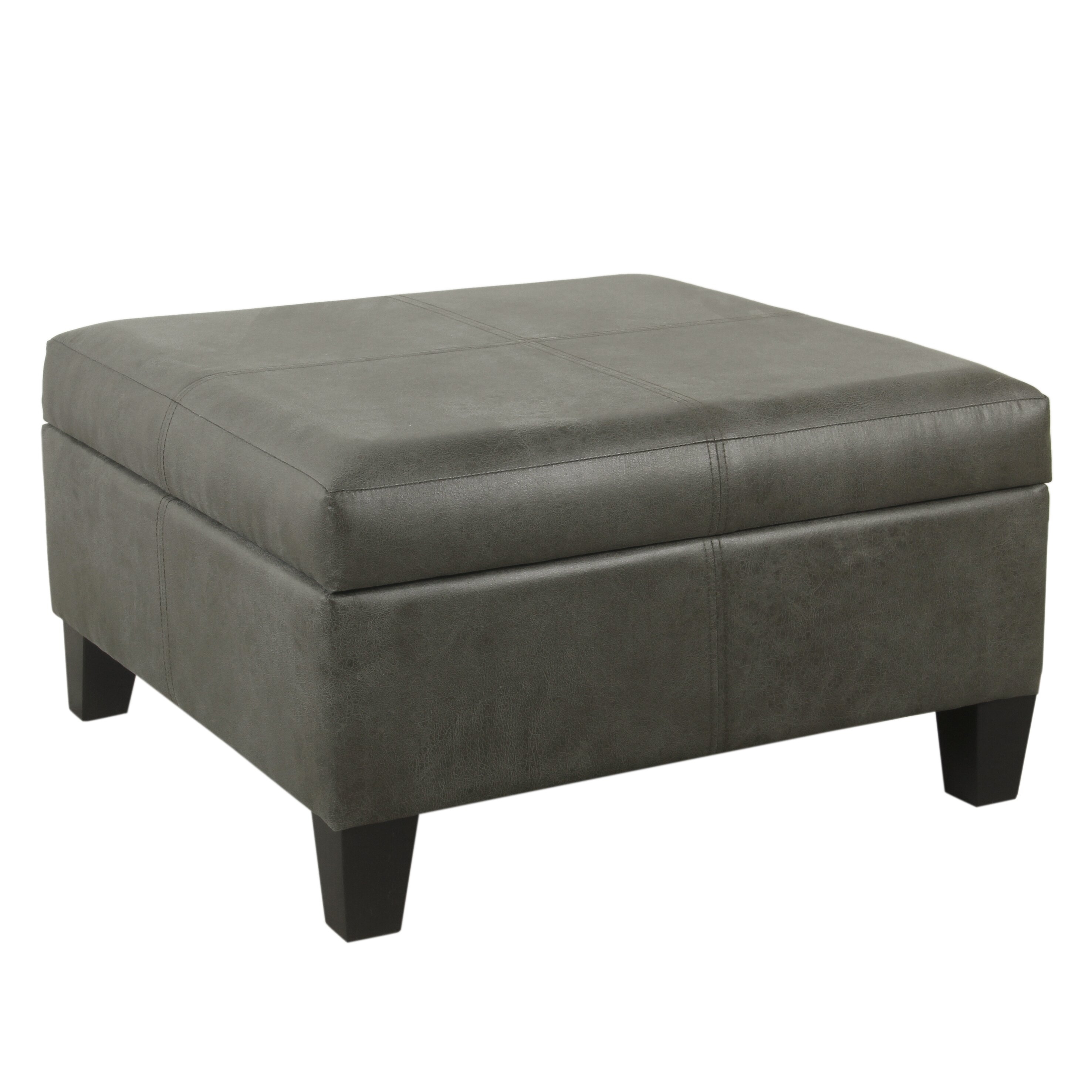 Gallup 28" Wide Faux Leather Square Cocktail Ottoman with Storage - Image 0