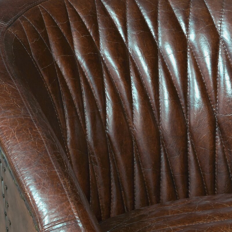 Sheldon Quilted Leather and Copper Club Chair in Chestnut Brown - Image 2