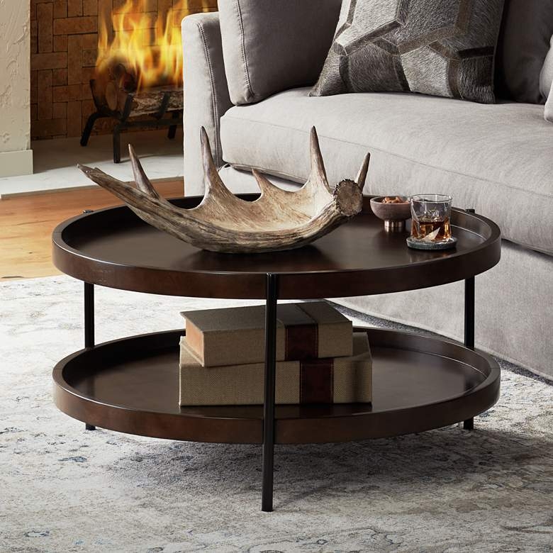 Taos Brown Wood Round Coffee Table - Image 1