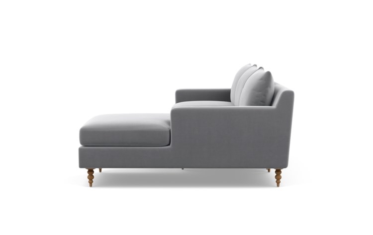 Sloan Chaise Sectional with Elephant Fabric and Natural Oak legs - Right facing - Image 2