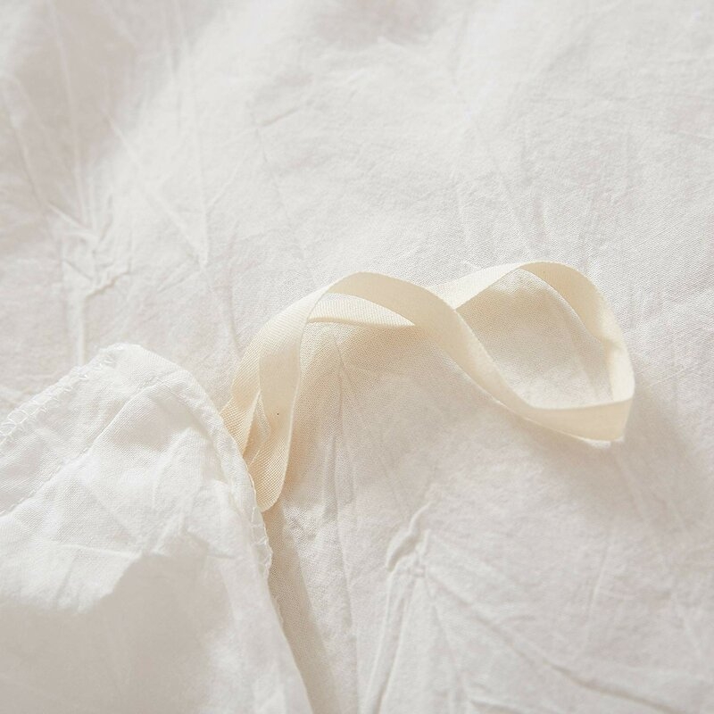 Wrought Studio Medau Cotton Reversible Duvet Cover Set: Queen Duvet Cover + 2 Pillow Cases - White - Image 1