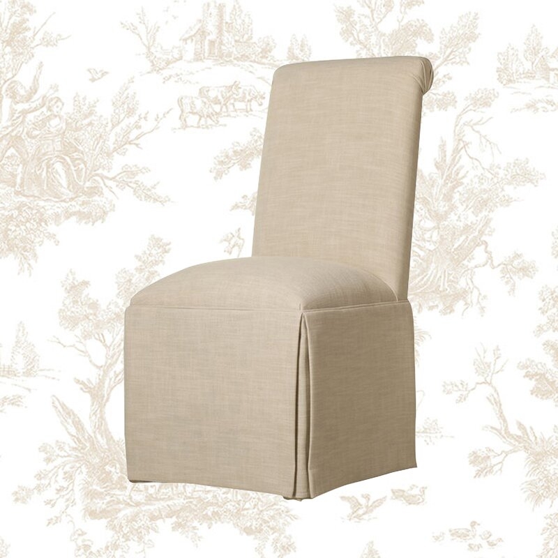 Lillian Upholstered Solid Back Skirted Side Chair / Cream - Image 1