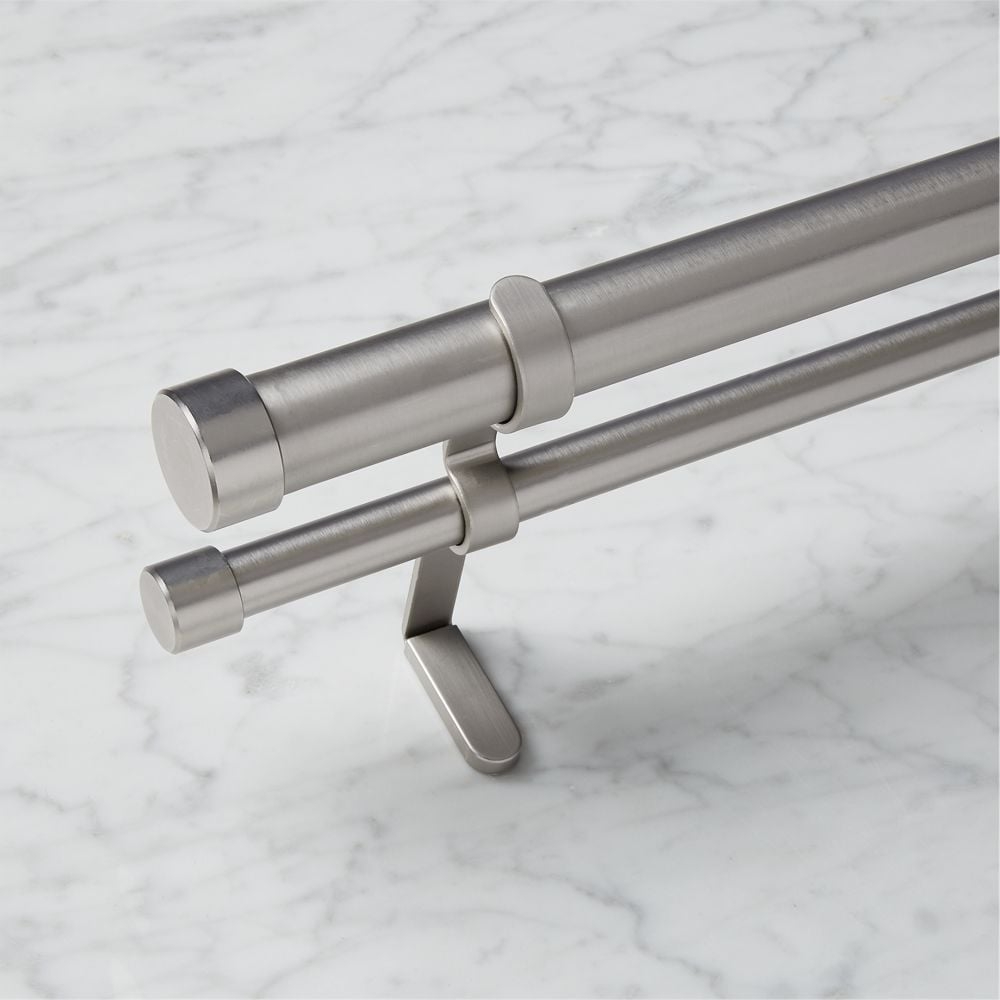 "brushed aluminum double rod curtain rod set 88""-120""" - Image 0