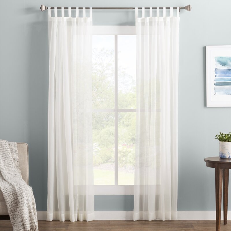Wayfair Basics Solid Sheer Tab Top Single Curtain Panel - Image 0