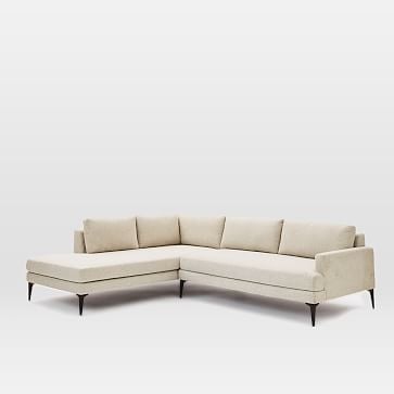 Andes Set 13: Left 2.5 Seater, Right Terminal Chaise, Twill, Stone, Blackened Brass - Image 5