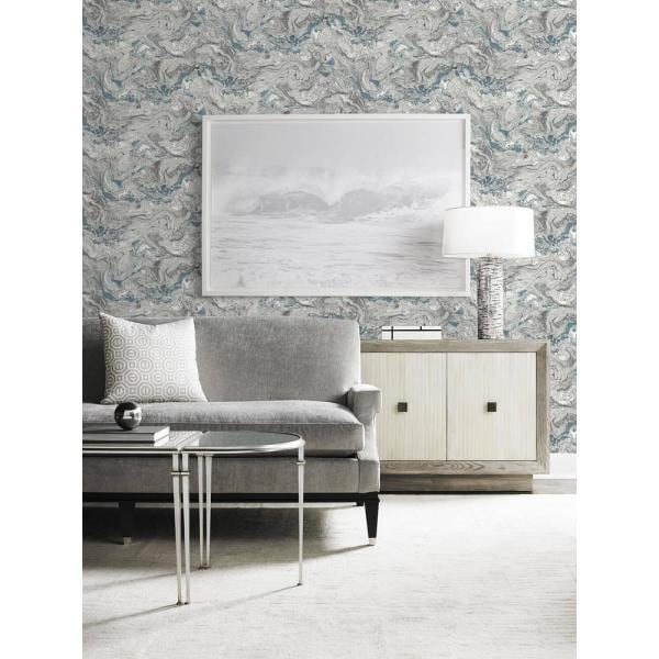 Luxe Haven Lunar Rock and Cerulean Faux Marble Peel and Stick Wallpaper (Covers 40.5 sq. ft.) - Image 2