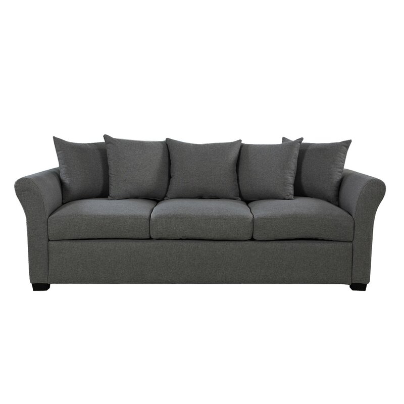 Santucci 79" Round Arm Sofa, Dark Gray - Image 1