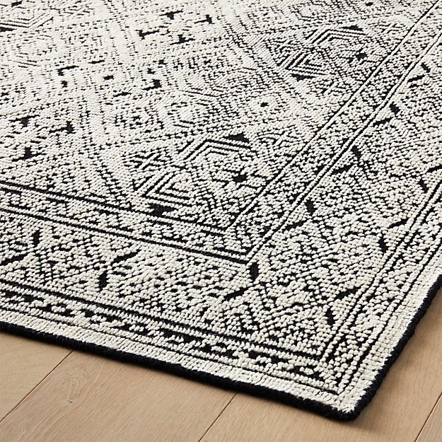 Raumont Hand-Knotted Black Detailed Modern Area Rug 6'x9' - Image 0