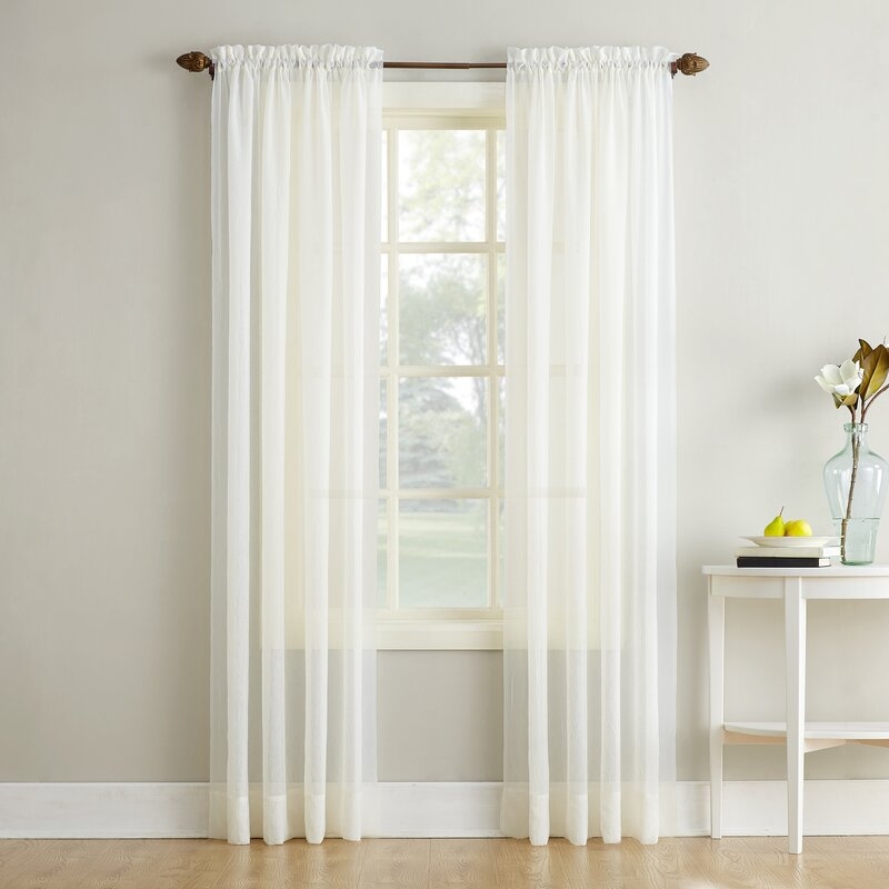 Maxon Crushed Voile Solid Sheer Rod Pocket Single Curtain Panel - Image 0