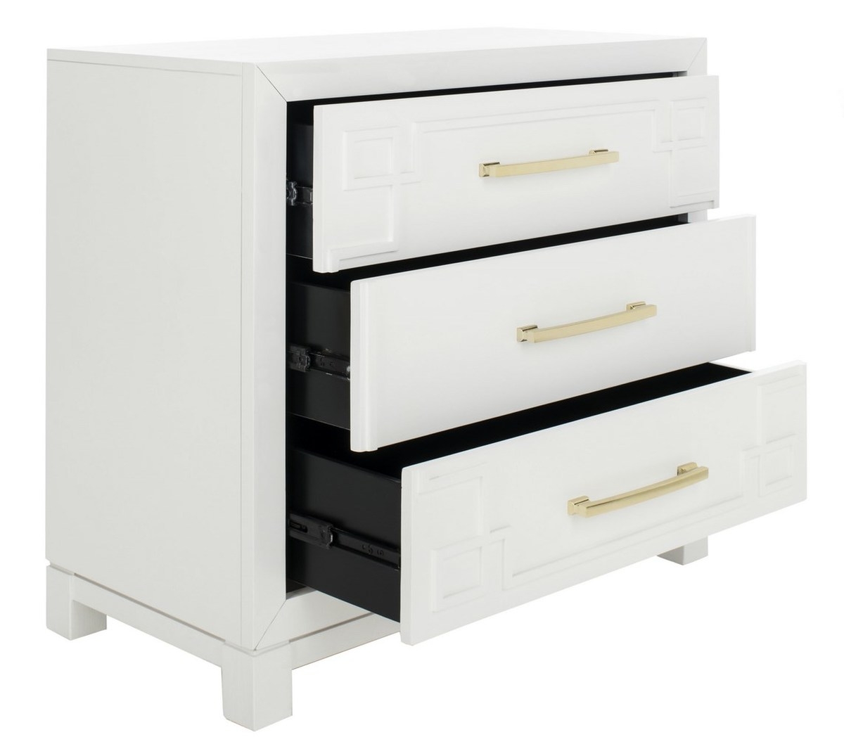 Raina 3 Drawer Chest - White/Gold - Safavieh - Image 2