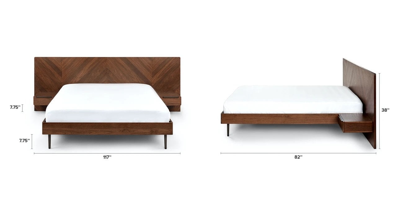 Nera Walnut King Bed with Nightstands - Image 1