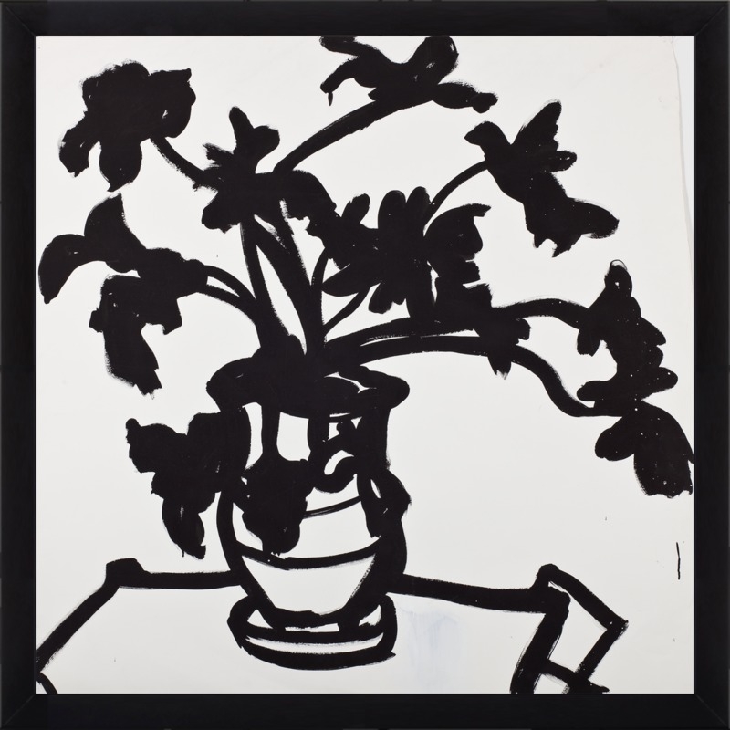 black acrylic drawing of a plant - Image 0