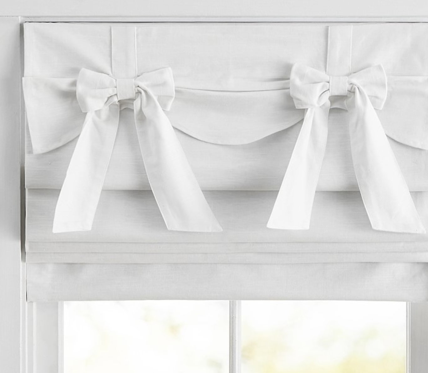 Evelyn Bow Valance Cordless Blackout Roman Shade 44x64 Inches - White - Image 0