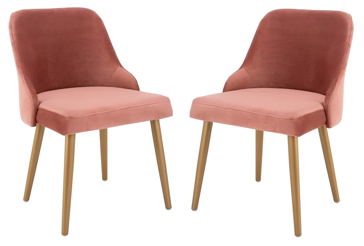 Lulu Upholstered Dining Chair (Set of 2) - Dusty Rose/Gold - Safavieh - Image 0