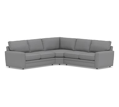 Pearce Square Arm Upholstered 3-Piece L-Shaped Wedge Sectional, Down Blend Wrapped Cushions, Textured Twill Light Gray - Image 0