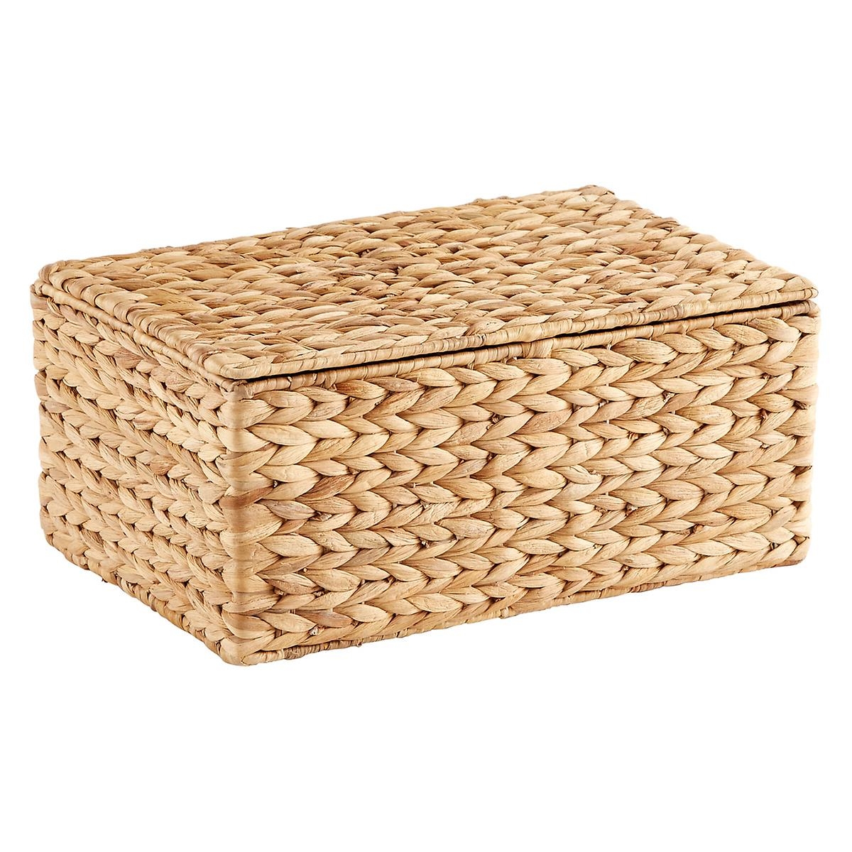 Small Water Hyacinth Storage Box with Hinged Lid - Image 0