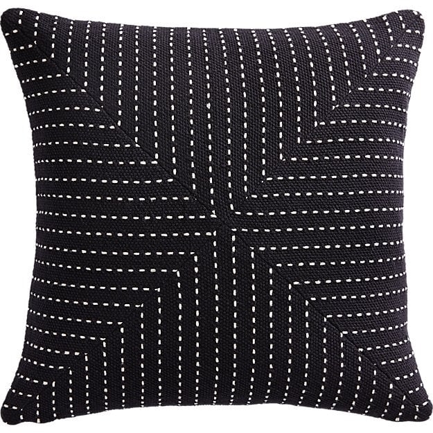 20" CLIQUE BLACK PILLOW WITH DOWN-ALTERNATIVE INSERT - Image 0