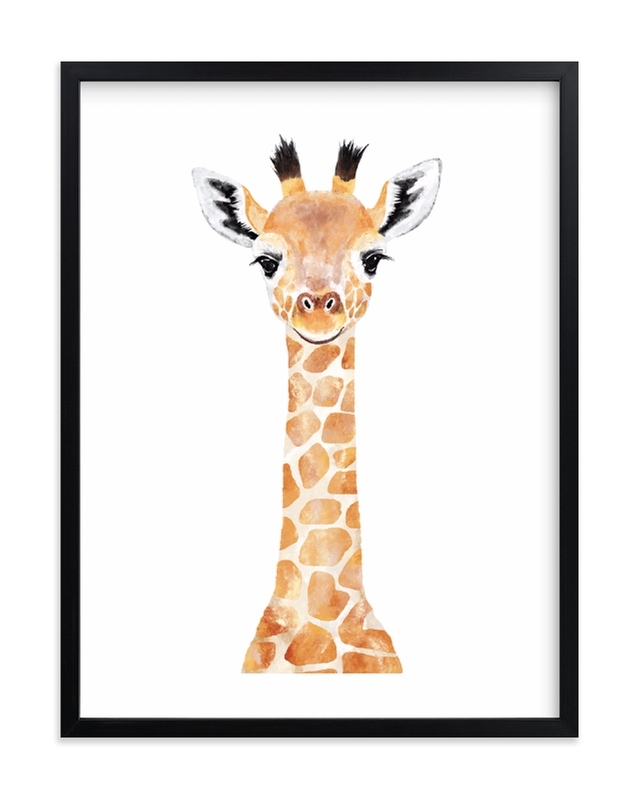 baby giraffe 2 - 18 x 24 - rich black wood frame - standard - white border - Image 0