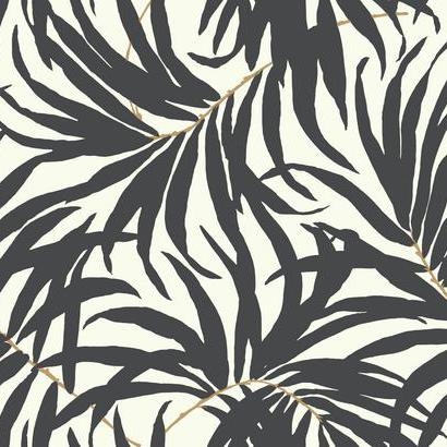 Bali Leaves - Prepasted Wallpaper Double Roll / Black/Gold - Image 0