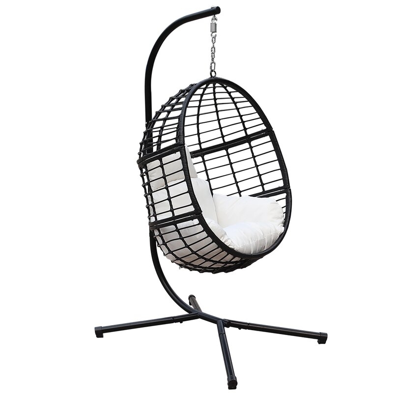 Wolsingham Outdoor Wicker Hanging Basket Swing Chair with Stand - Image 0