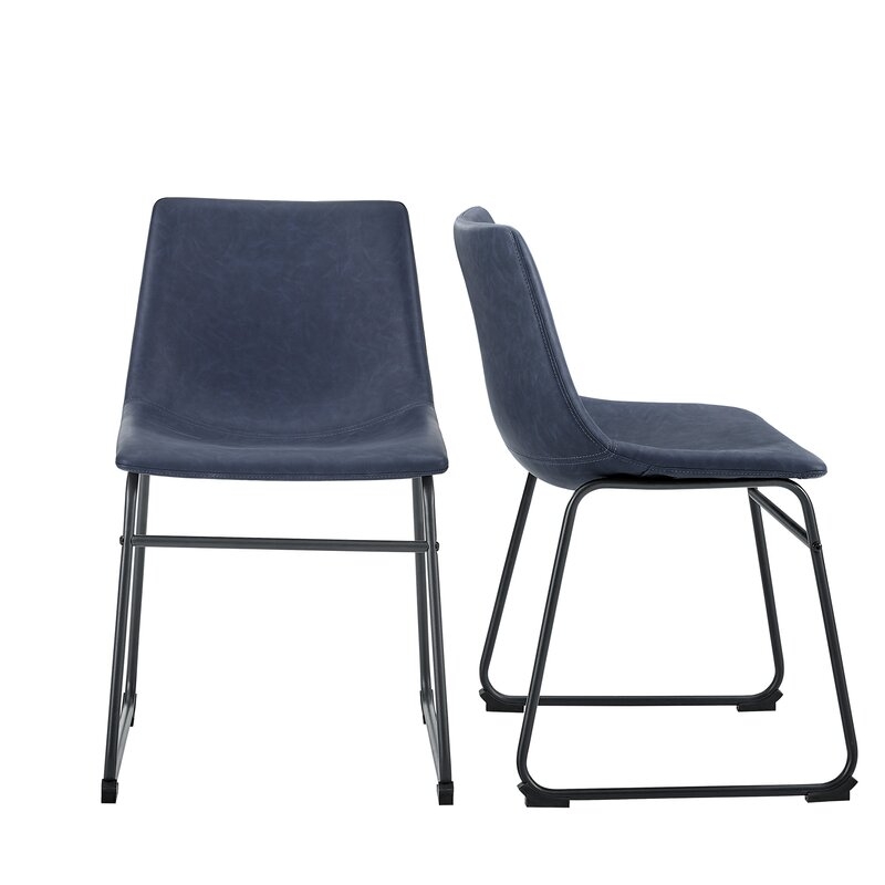 Mary-Kate Upholstered Side Chair Navy Blue (Set of 2) - Image 3
