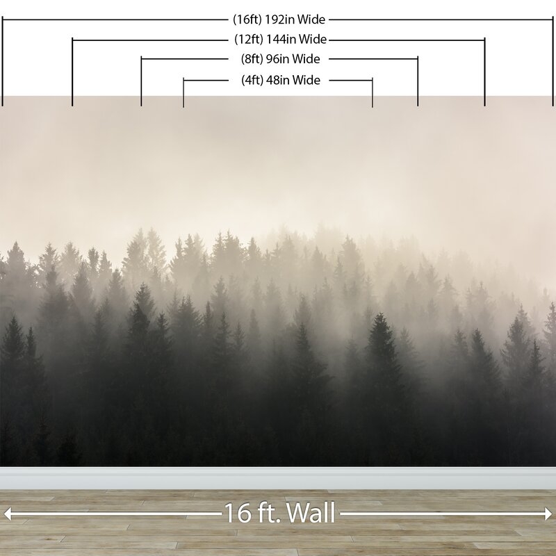 Baez Misty Foggy Pine Wall Mural - Image 1