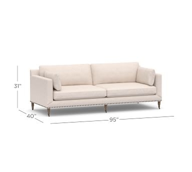 Tallulah Upholstered Sofa 84", Down Blend Wrapped Cushions, Performance Heathered Tweed Ivory - Image 2