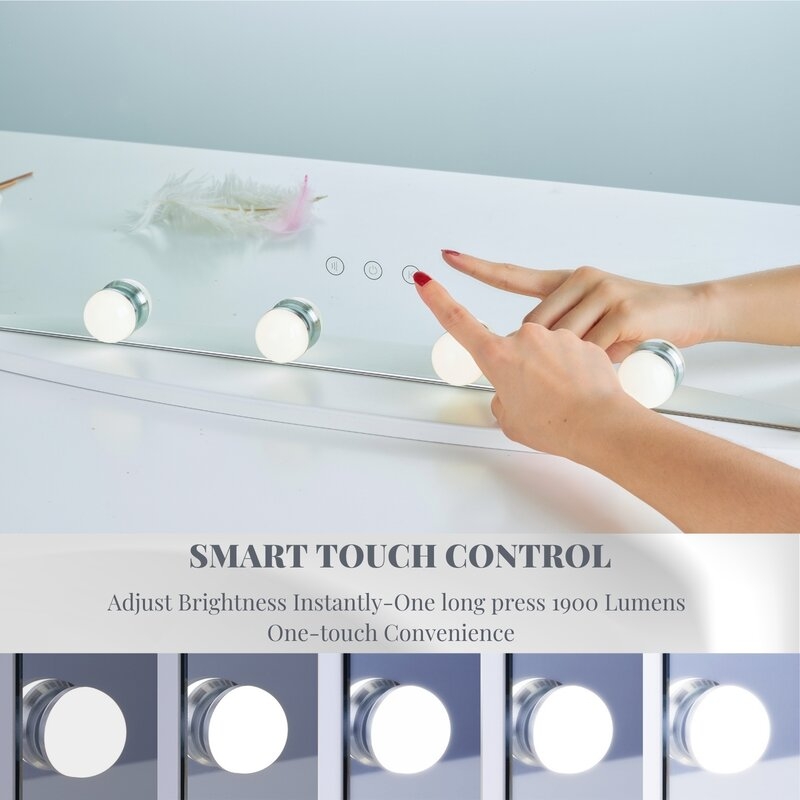 Vanity Hollywood Touch Control Frameless Detachable Lighted Magnifying Makeup Mirror - Image 4