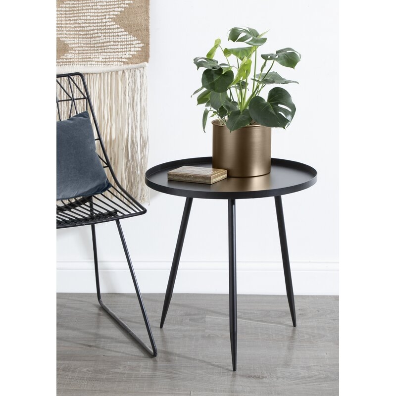 Black Madeleine 20.25'' Tall Tray Top 3 Legs End Table - Image 2