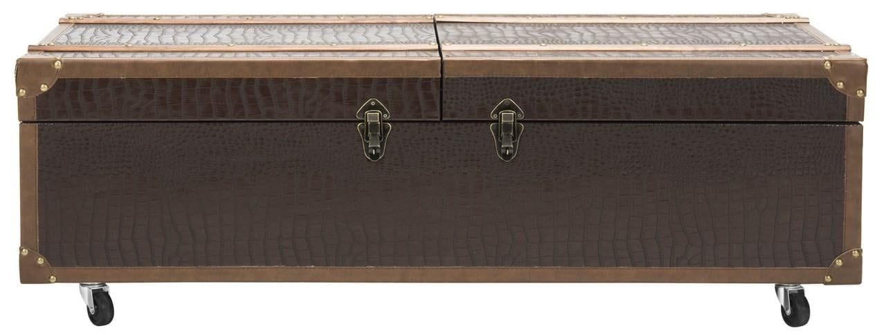 Zoe Coffee Table Storage Trunk With Wine Rack - Brown - Arlo Home - Image 0