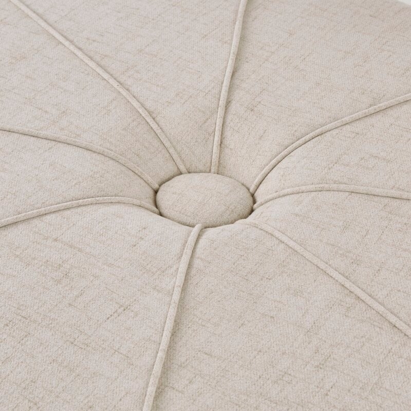 Christopher 48.5" Wide Tufted Oval Cocktail Ottoman, Cream - Image 2