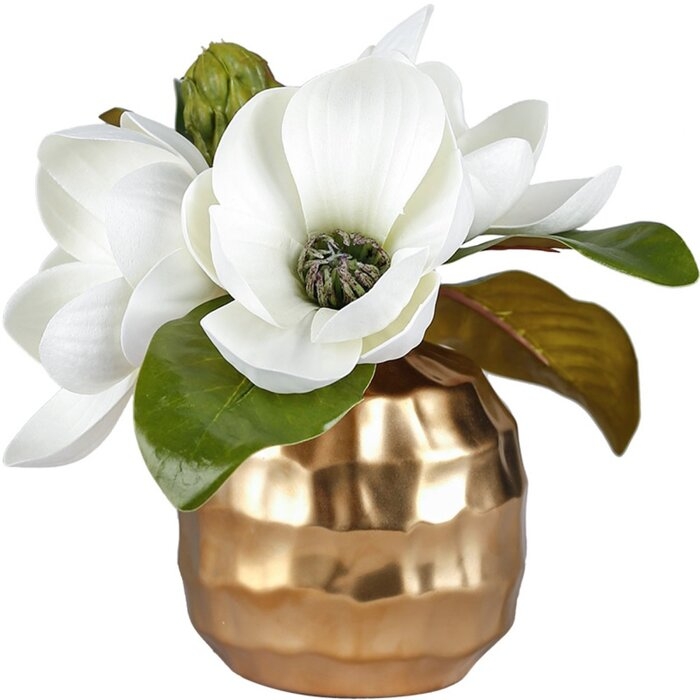 Artificial Magnolia Floral Arrangements and Centerpieces in Vase - Image 0