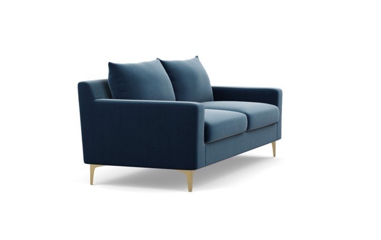 Sloan Sofa in Sapphire Fabric with Brass Plated Sloan L Leg - Image 1