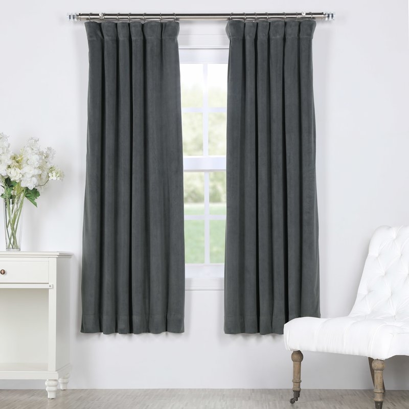 Natural Gray Velvet Curtains - Image 1