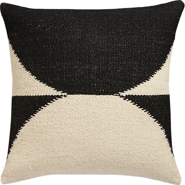 Reflect Black and White Throw Pillow with Feather-Down Insert 20" - Image 0
