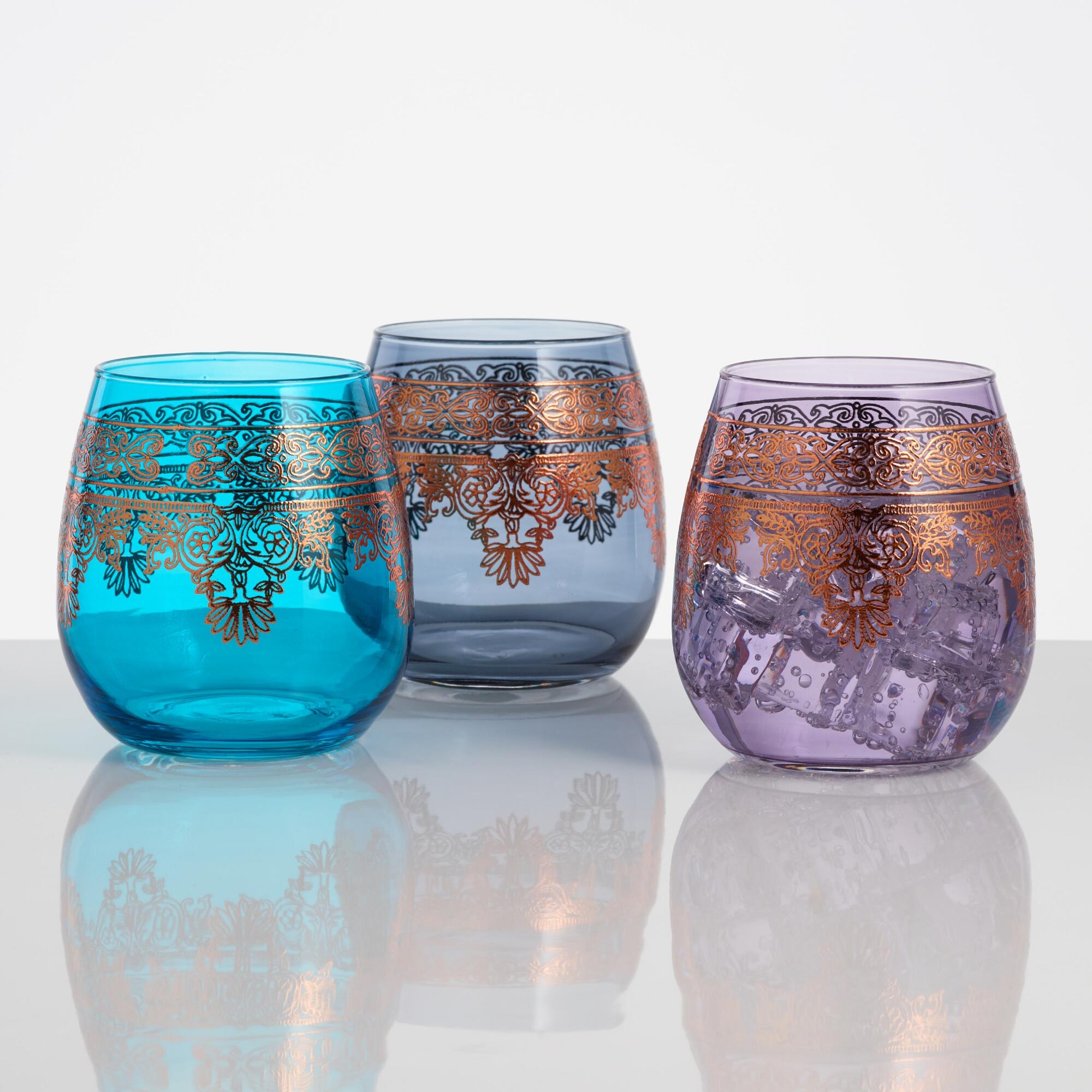 Moroccan Stemless Wine Glasses Set Of 3 - Image 0