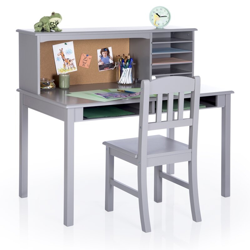 Glaser Kids Writing Desk and Chair Set with Kids Hutch - Image 2