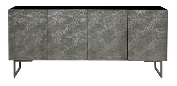Boone Abstract Wave 4 Door Sideboard - Brown/Silver - Arlo Home - Image 0