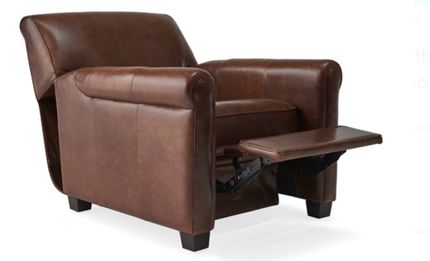 Brown Durant Mid Century Modern Leather Recliner Chair - Academy Cuero - Mocha - Image 0