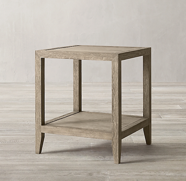 FRENCH CONTEMPORARY SQUARE SIDE TABLE_Grey Oak - Image 1
