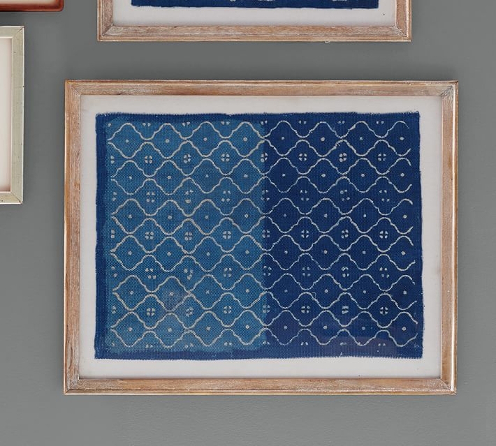 Framed Blue Textile Art, Set of 2 - Image 3