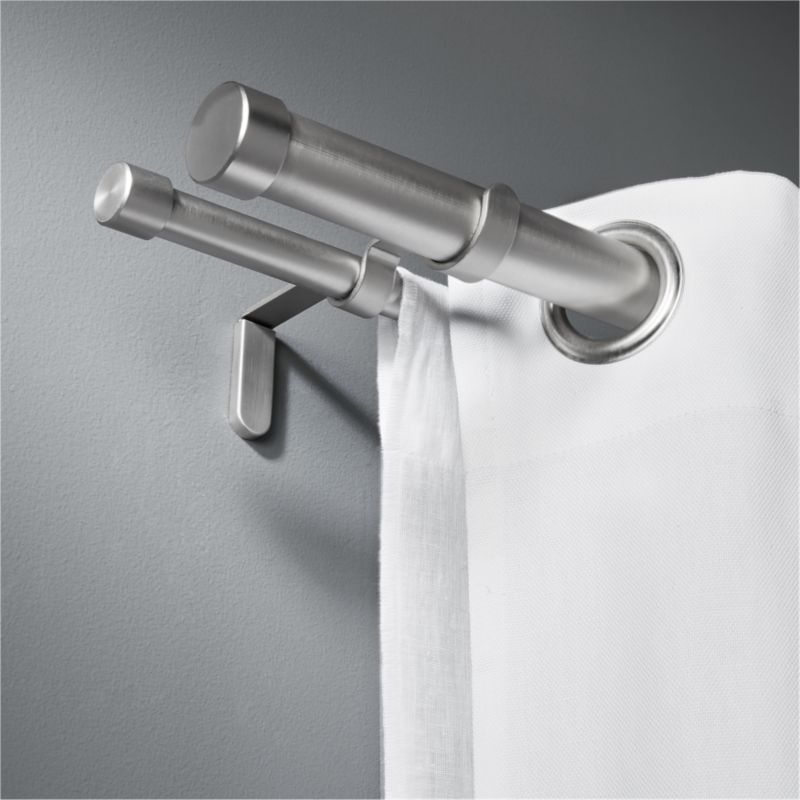 "brushed aluminum double rod curtain rod set 88""-120""" - Image 5