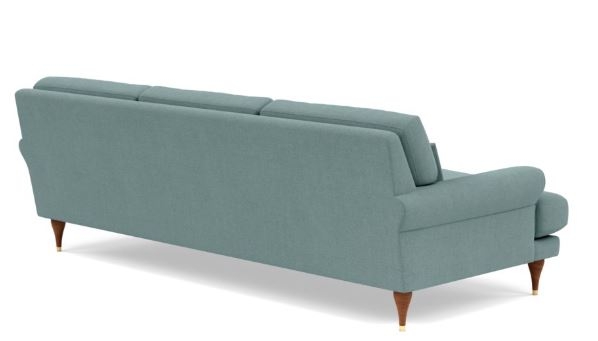 Maxwell Sofa with Blue Mist Fabric and Oiled Walnut with Brass Cap legs - Image 2